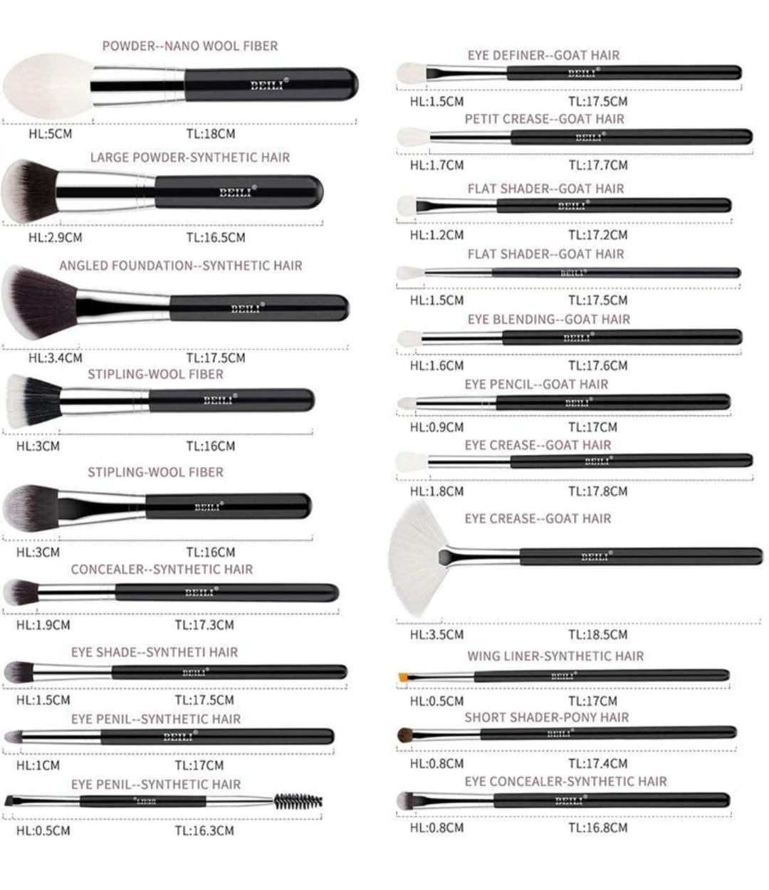 BEILI 20PCS Professional Makeup Brush Set